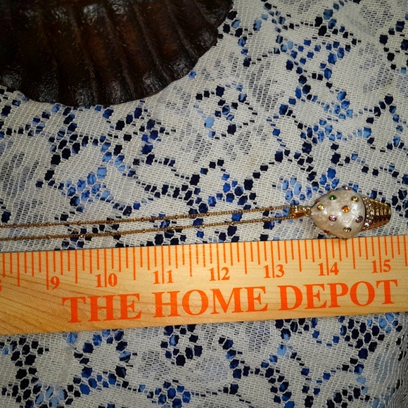 Real Collectibles by Adrienne Jeweled Ice Cream Cone Crystal & Enamel Pendant - Picture 10 of 11
